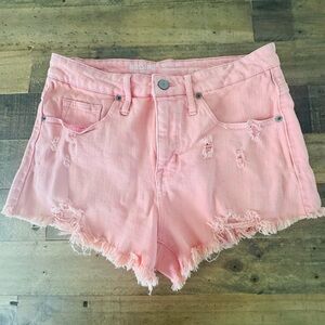 Mossimo Supply Co Pink Distressed Jean Shorts (High Waisted)